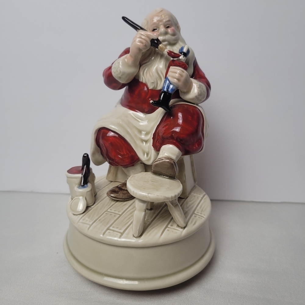 Vintage Otagiri Porcelain Musical Santa Figurine Here Comes Santa Hand Painted